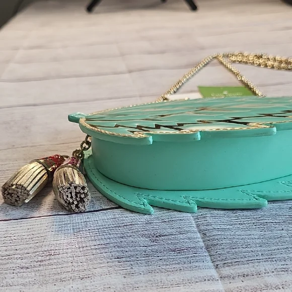 NWT Kate Spade Green Leaf Shape Crossbody Bag - Picture 6 of 10